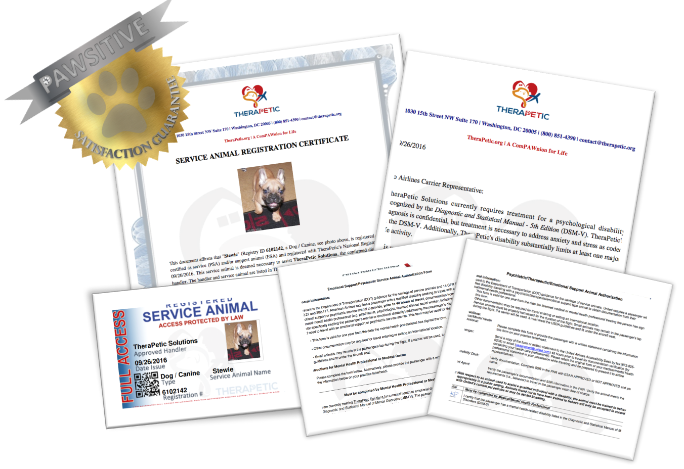 Emotional Support Animal ESA Packet Letter Register Pet Animal Dog Registry